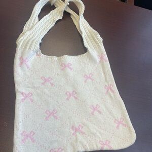 Pink Bow Patterned Women's Boho Bag